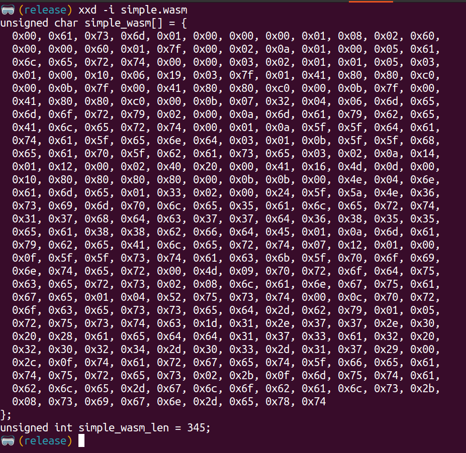 somehow I just learned today that `xxd -i <file>` will output hex dump as a C include file.