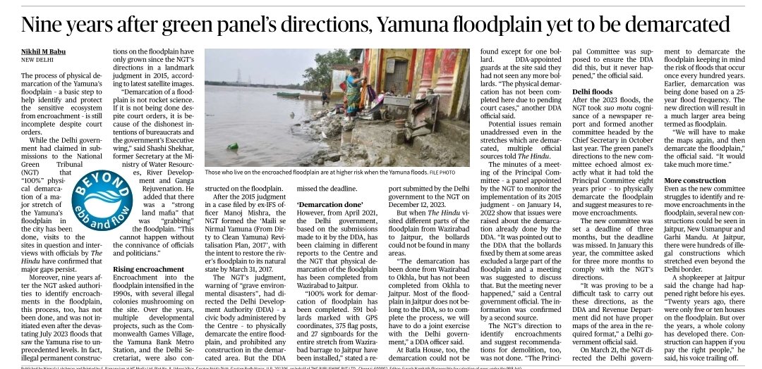 Part 2 of our series on Yamuna & Delhi floods: || 9 yrs after NGT’s directions, Yamuna floodplains not demarcated || ▶️ Physical demarcation of #Yamuna’s floodplains – a basic step to protect the sensitive ecosystem from encroachment – is yet to be done, despite court orders.