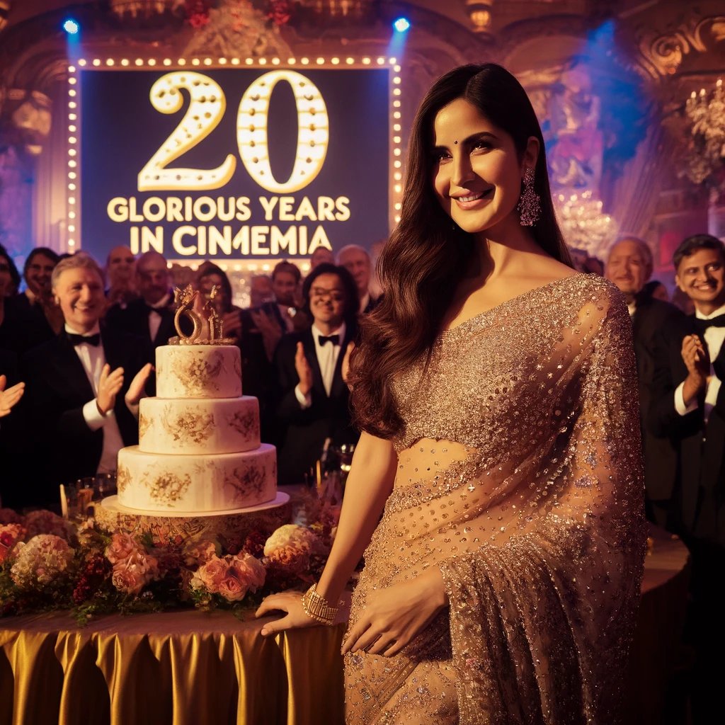 #KatrinaKaif 
Today's big news about Katrina Kaif marks her celebrating 20 years in Bollywood, a career landmark praised by her husband, Vicky Kaushal. Additionally, her song 'Nazar Teri Toofan' from the movie 'Merry Christmas' is also in the spotlight, noted for its deep