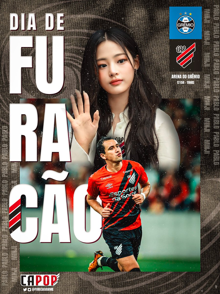 furacaokpop's tweet photo. Pablo e Minji se juntaram pra lembrar que hoje é DIA DE FURACÃO. 🌪️

Fora de casa, o Athletico irá entrar em campo contra o Grêmio, às 19h. São mais três pontos importantíssimos a serem conquistados na Arena do Grêmio.

🎨: @furacaoanime 

#Athletico #Brasileirao #CAPOP #CAPxGRE https://t.co/3Vvp2gurY2