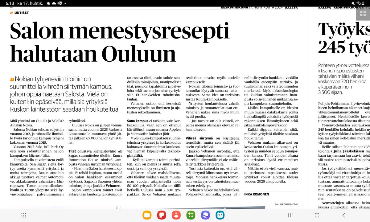 Voisiko Nokian kiinteistöön perustaa vihreänsiirtymän johtokeskuksen. @KaiMykkanen #huoltovarmuus #kyberturvallisuus @marileenat @heikkinenjanne