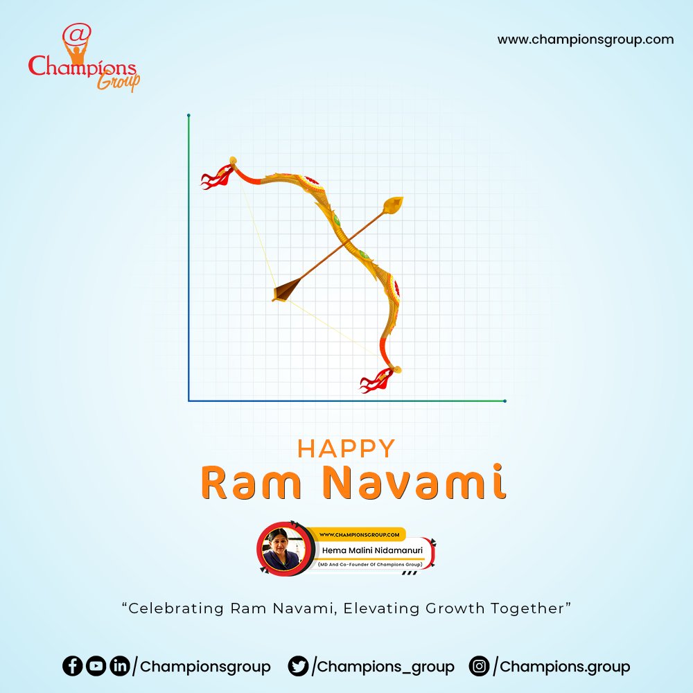Happy Ram Navami to all our wonderful champions! 🙏 Let's embrace the spirit of unity and progress as we commemorate this sacred day. May the divine blessings of Lord Rama ignite our path towards success and prosperity! #RamNavami #Unity #Progress #DivineBlessings #ChampionsGroup