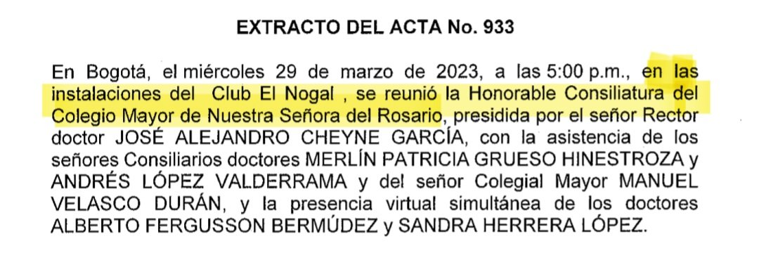 🚨 Compartan mi gente 🚨

Según el acta no.933 de la consiliatura, este órgano se ha reunido en ocasiones en las instalaciones del Club El Nogal. 

¿No les alcanza toda la infraestructura que compraron para reunirse? 

¿Se paga alguna membresía por parte de la Universidad?