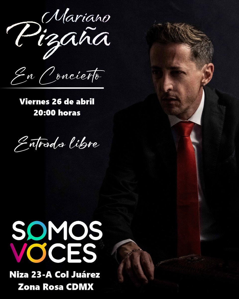 SomosVocesMX's tweet photo. El viernes 26 de abril a las 8:00 de la noche tienes una cita con Mariano Pizaña en concierto en #SomosVoces. Todo el brillo de la estrellas en sus canciones.
¡Disfruta de una velada mágica y déjate llevar por la voz romántica de @mariano_pizana!
Entrada libre. 🌈🎤🎶💖✨ https://t.co/H3eRD0oao9