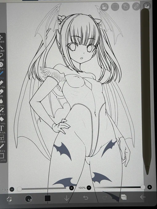 づねちゃのリリスコスのやつ。

とりあえずこんな感じで描いてました。
臍下からの垂直Tフロントレオタードが描きたかったってやつ。 