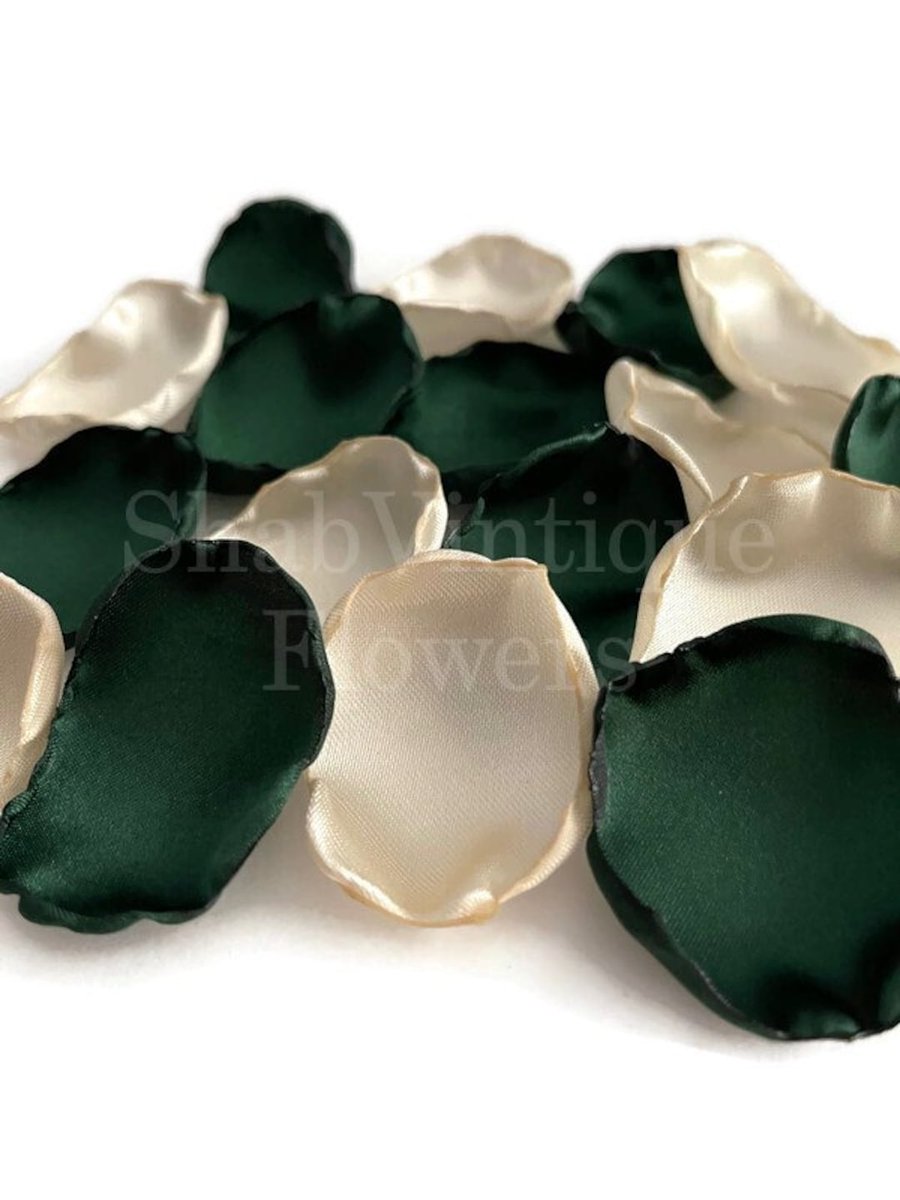 Emerald green and Ivory mix of flower petals, Birthday Party, flower girl petals, Wedding aisle decor by ShabVintiqueFlowers dlvr.it/T5c3RH #receptiondecor #etsyshop #weddingdecor #weddingcolorpallette #weddingaisledecor