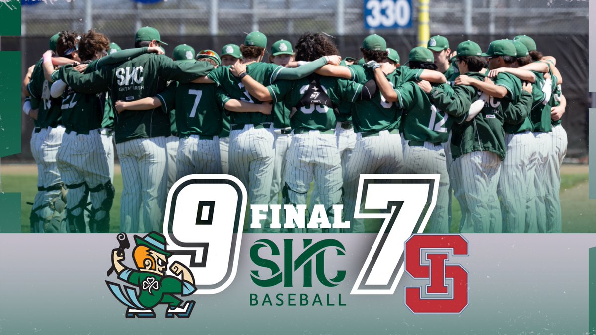 The #Irish9 outlast the Wildcats today 9-7, in another SHC/SI CLASSIC! HRs by @Tate_Medicoff and @gianniconte_ , clutch hitting by @tobey_do, @barclay_ovalle, and @aaronlouis_, and @DMAbaseball14 goes 3IP scoreless to pick up the win! On Deck: 4/19 at @BCPSports. Go Irish! ☘️