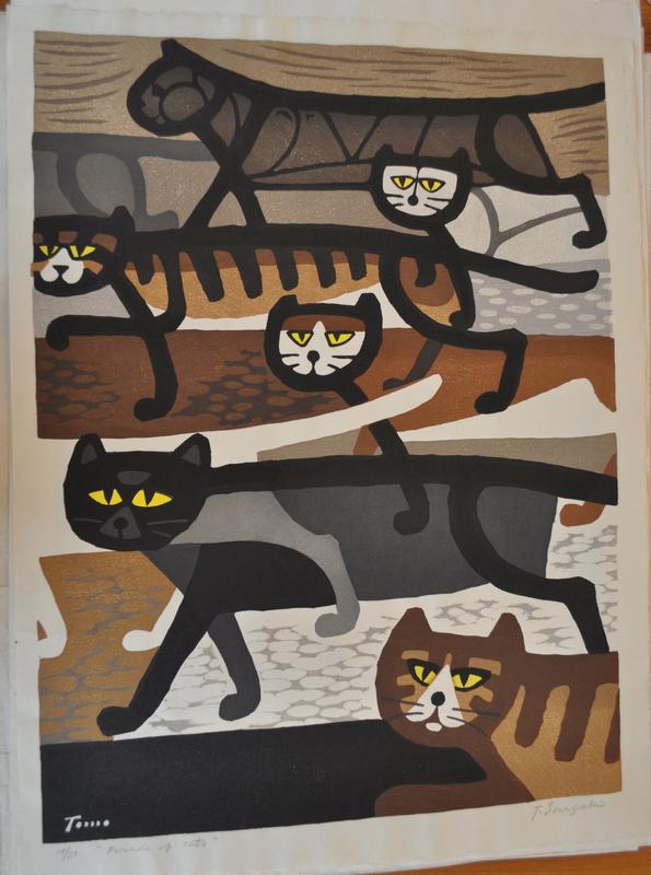 Parade of Cats, Inagaki Tomoo, mid 20th cent. Woodblock print. collections.artsmia.org/art/135692/par…