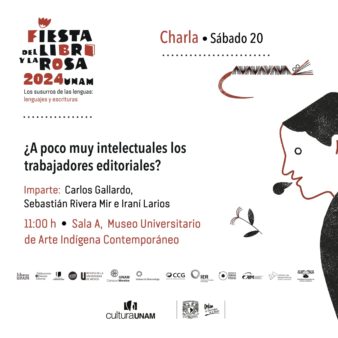 📣 Aquí las charlas que tendremos el 📆 sábado 20 de abril en la 🎉📖🌹Fiesta del Libro y la Rosa 2024 #FLyR24 Cuernavaca! a partir de las ⏰ 10:00 hrs. en las 5. salas del #MUAIC (Av. Morelos frente al Cine Morelos). ¡ENTRADA LIBRE!