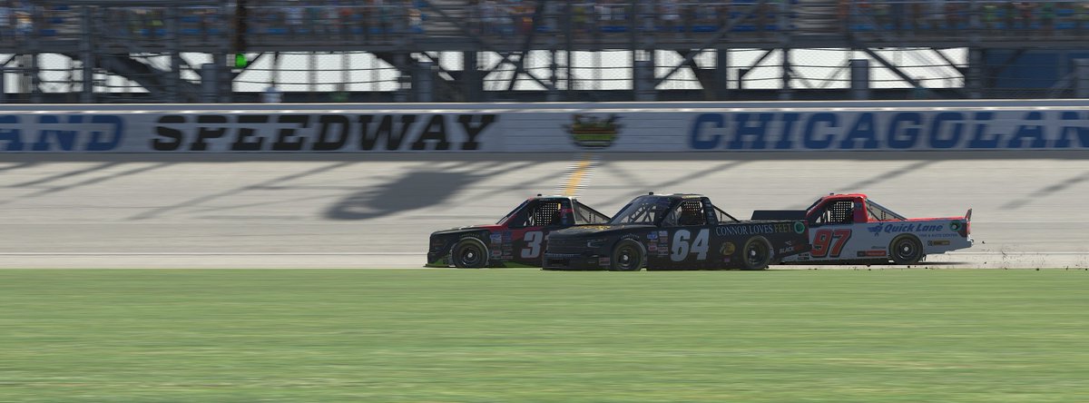 TeamTraphouseR's tweet photo. Waffles tonight in the Traphouse! In a wild finish at Chicagoland @HLRL_iRacing Trucks, Dillon Poteet hangs on to win in a three wide finish! Great overall night for the team! @FireTalksNASCAR 

@Dillon_Poteet P1 🏆
@Dylan_Wedgewood P6

Screenshots by @a_kundman88 https://t.co/cG53kOV5af