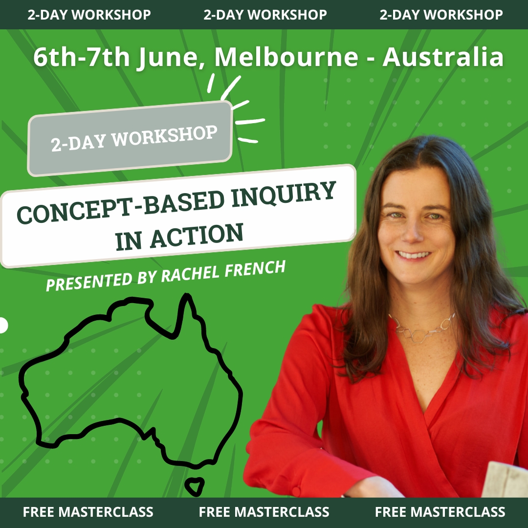 Exciting news! I'm heading to Melbourne for a 2-day Concept-Based Inquiry workshop on June 6-7 at Cornish College. Come and join me: bit.ly/3vXh030