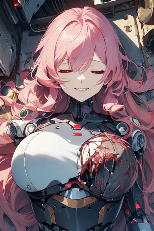 #pixai #AIイラスト #AIArt 
ジャンク置き場のピンク髪セクサロイドお姉さん: Pink-haired sexaroid in junk yard