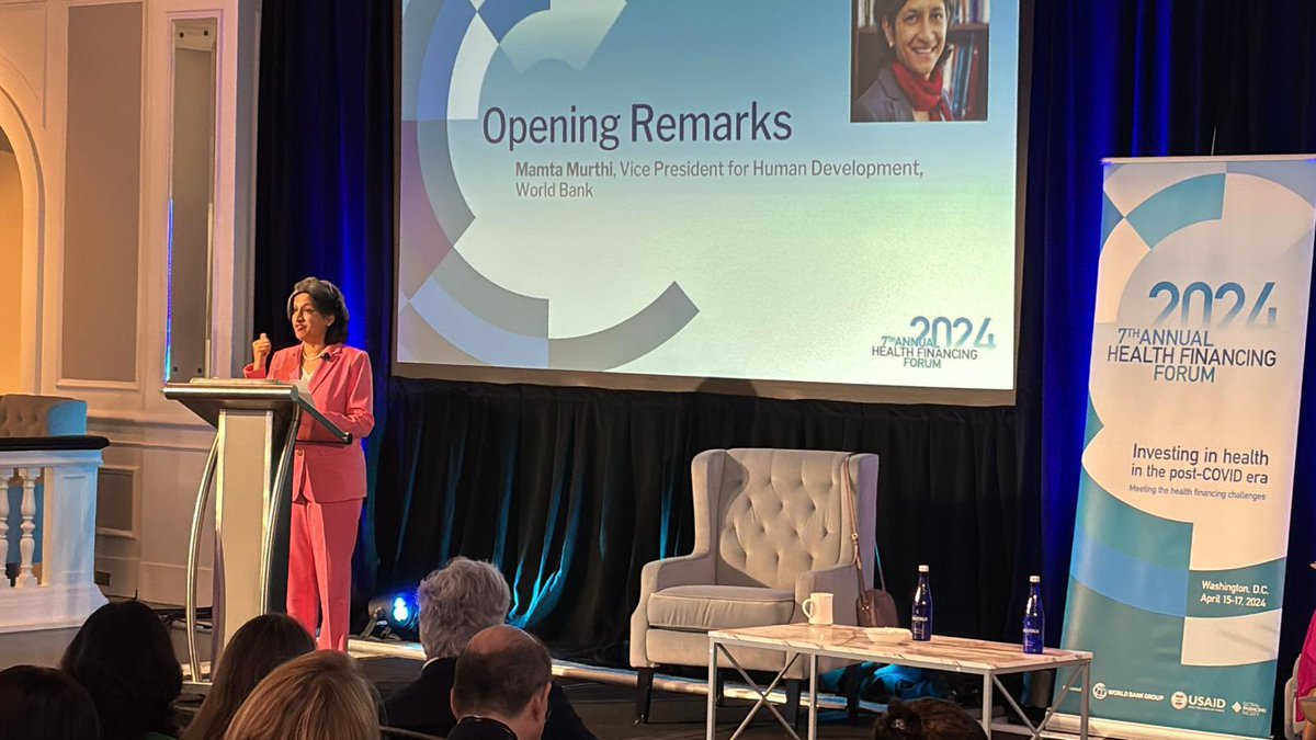theGFF's tweet photo. In her opening remarks for Day 2 of the 7th Annual #HealthFinancing Forum, @MamtaMurthi emphasized that reaching universal health coverage is not only possible, but also necessary for reducing inequality and achieving economic growth.
#AHFF #InvestInHealth #HealthForAll https://t.co/isNAapeH3n