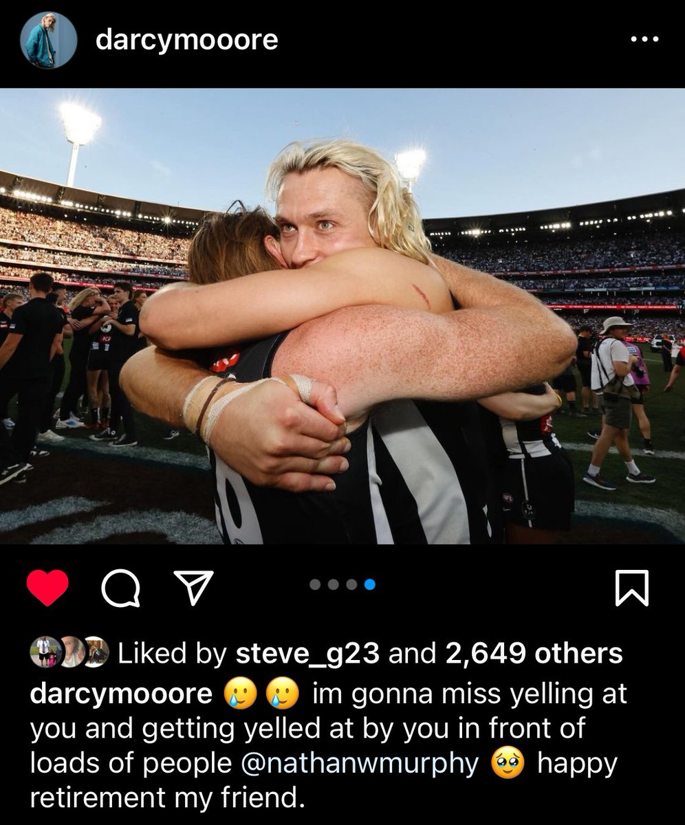 What an amazing duo, I’ll miss these guys playing together in the @CollingwoodFC team 🖤🤍😢😭 #GoPies #AFL #PremiershipMagpies