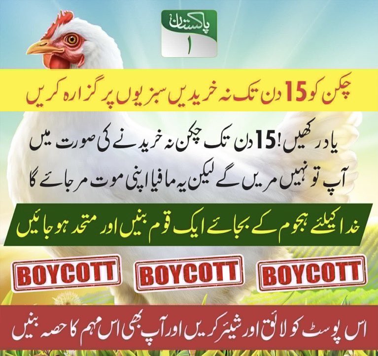 پاکستان میں بائیکاٹ چکن مہم کا باقاعدہ آگاز !!!

#pakistan1 #chicken #chickenprice #farming #pakistantv #boycott #chickenboycott #chicks #chickenfarming