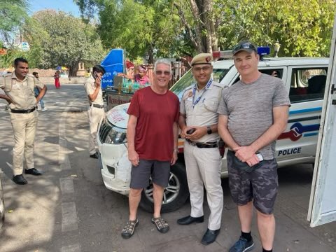 Meeting with Sgt Ajit Kumar discussing video technology in New Delhi, India along with Retired Sgt Lannom CDPO