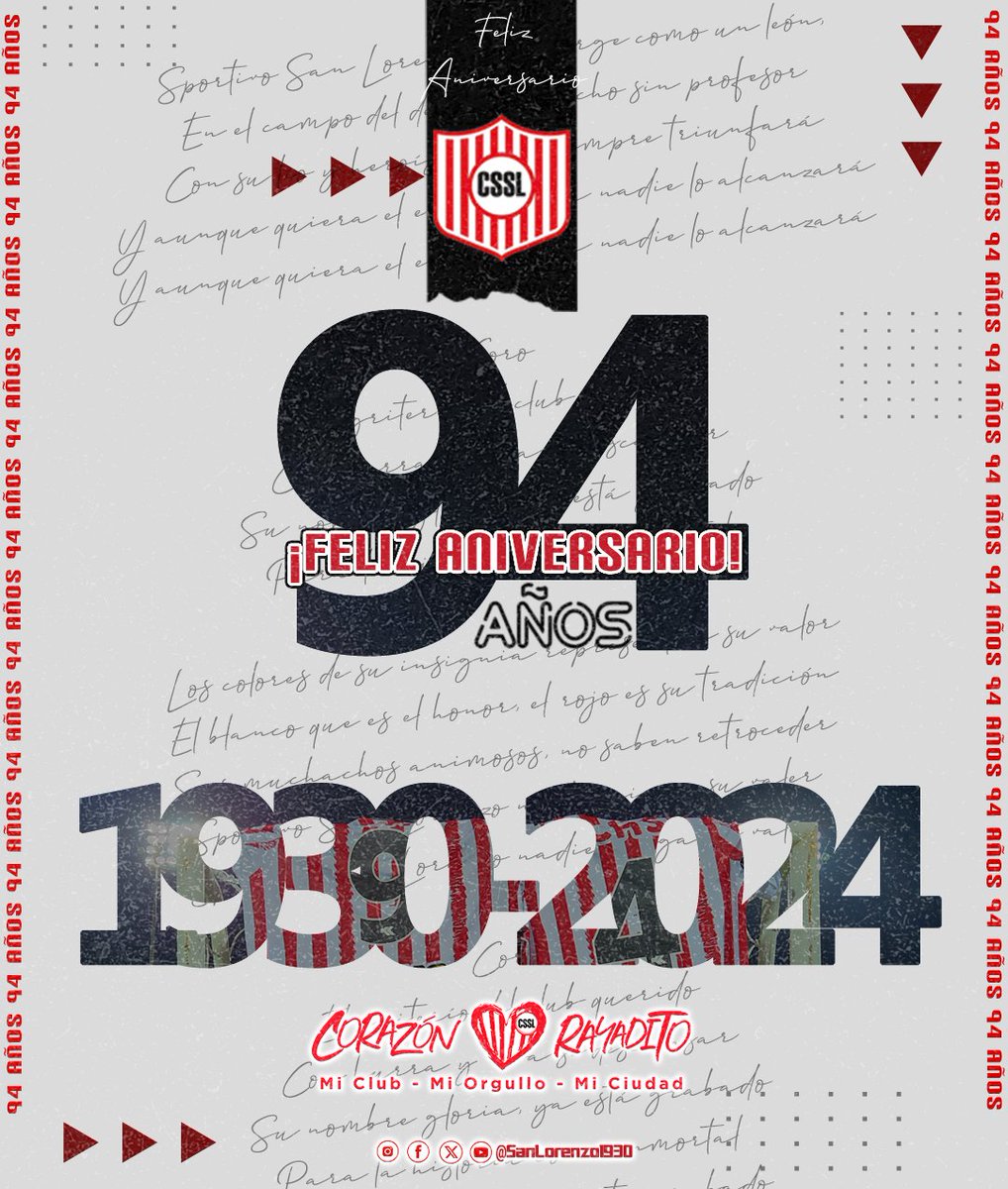SanLorenzo1930's tweet photo. Un nuevo año más a tu lado... 

Un nuevo aniversario donde surgiremos como un león...

Un 17 de abril tiene su brillo especial porque lo celebramos juntos 🥳

¡FELIZ ANIVERSARIO!  
#SanLorenzo94🇦🇹 https://t.co/7djRYRYA7W