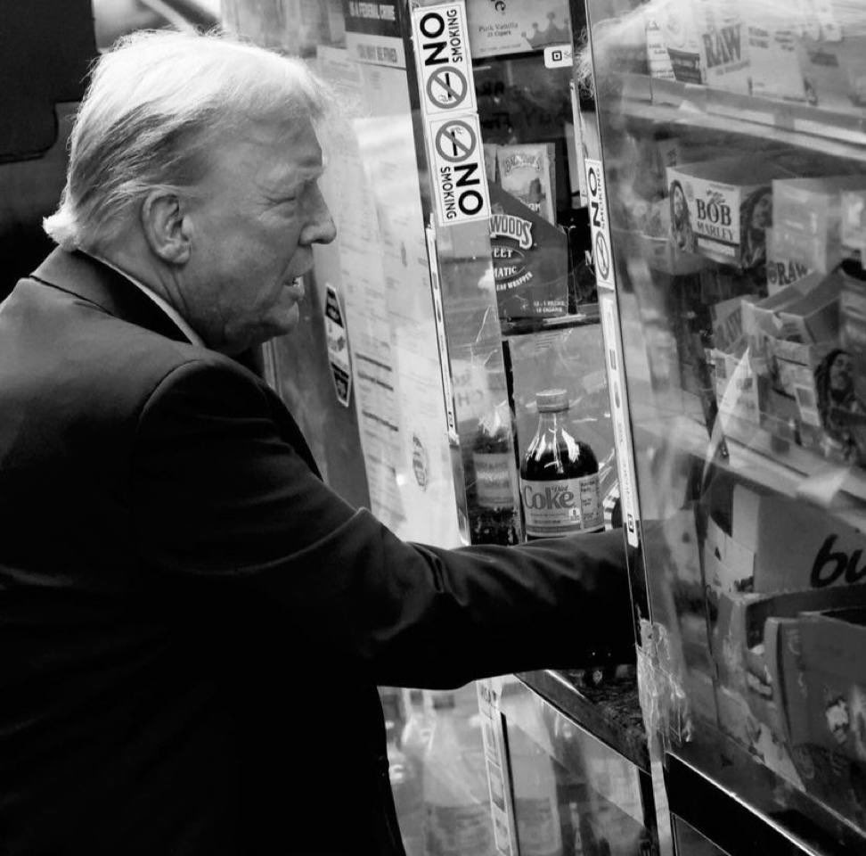 From the Oval Office to the Bodega Shop, the man will not give up his Diet Coke