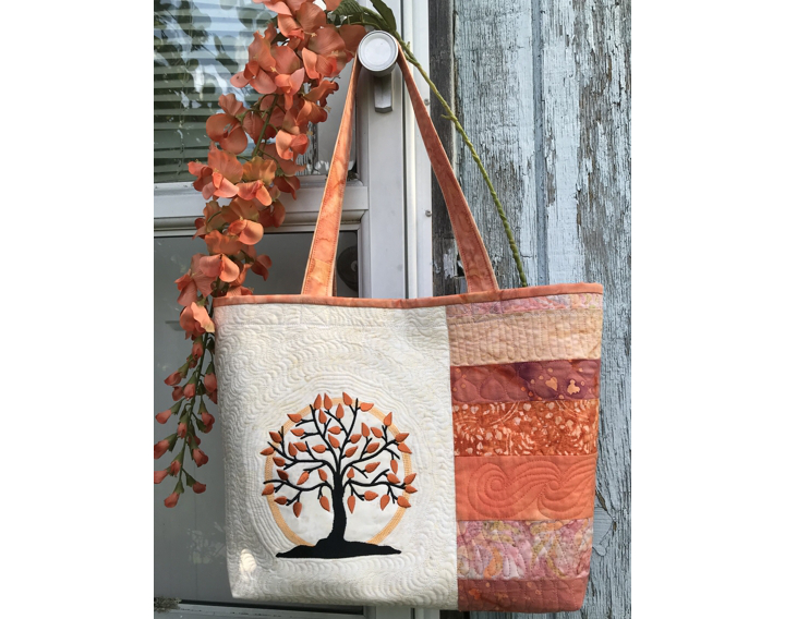 Earth Day Sale! 40% off Select Collections! Sunset Tree Quilted Tote Bag #AdvancedEmbroideryDesigns #MachineEmbroidery