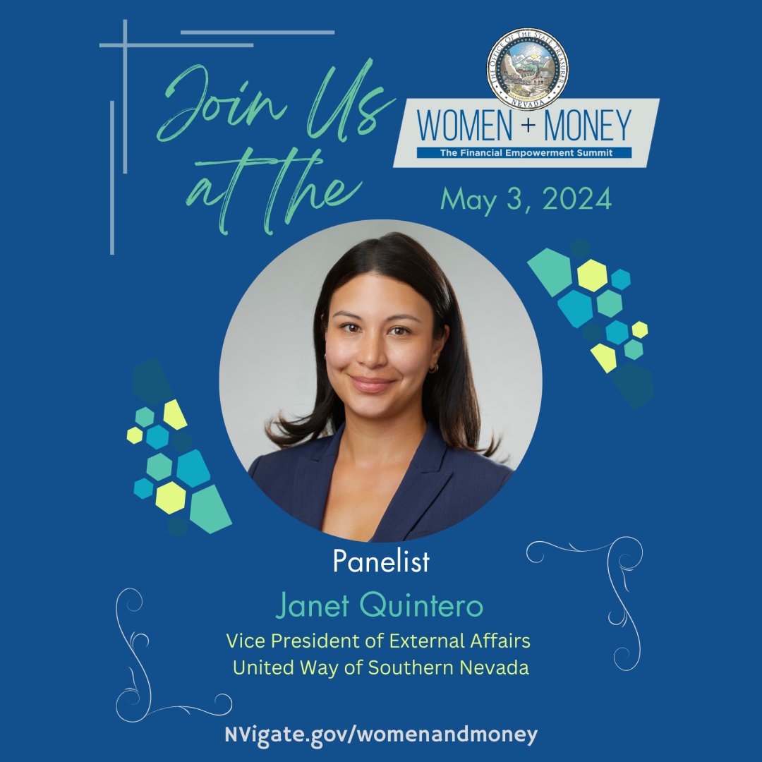 Meet our Panelist for the Women + Money Summit Conference, Janet Quintero! She is the Vice-President of External Affairs at @UWSN where she coordinates advocacy efforts, enhances UWSN’s community relations, and manages community focused programs. Tickets: shorturl.at/novIP