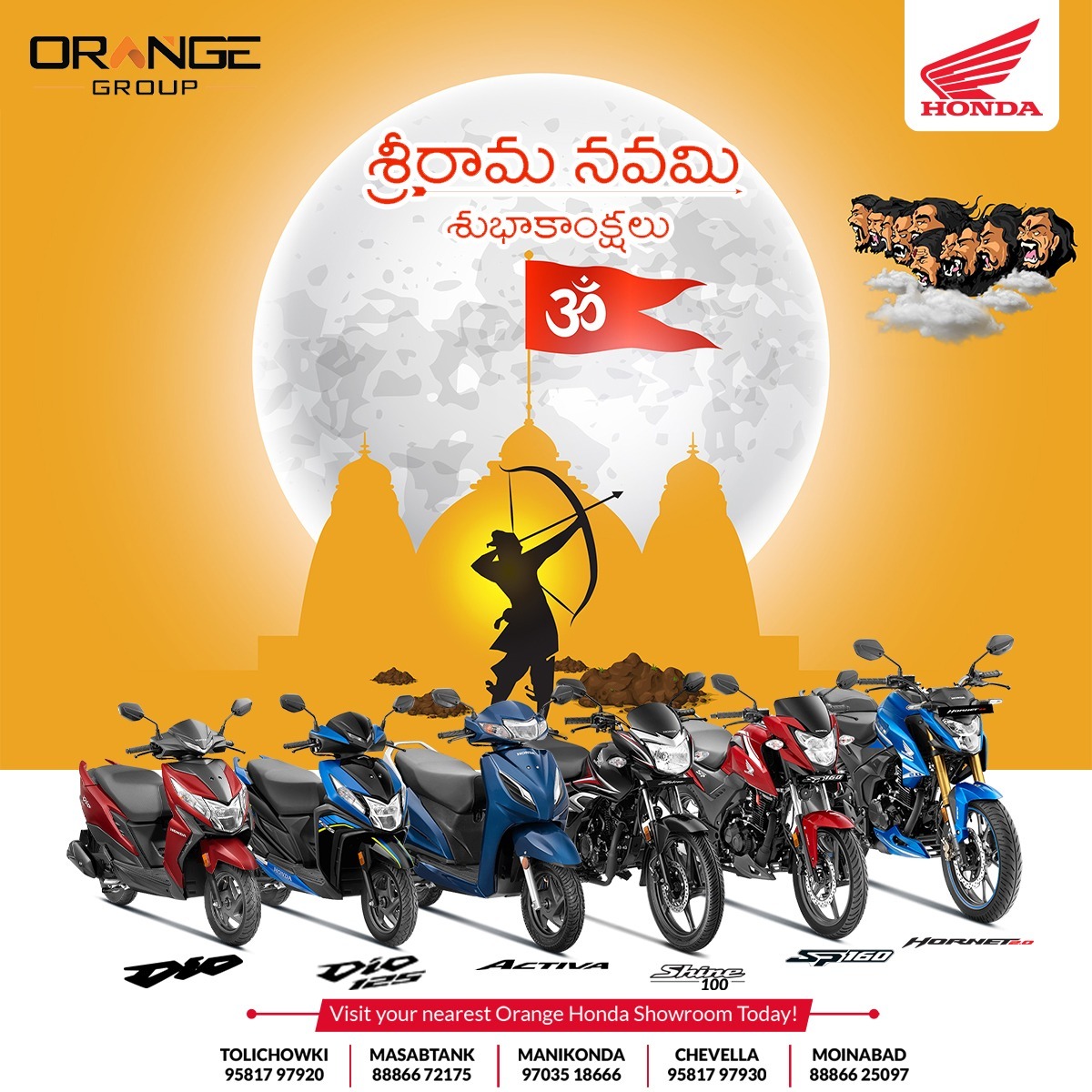 #OrangeHonda #honda #Honda2Wheeler #hondaactiva #HondaShineSP #HondaDeals #Hyderabad #JaiSriRam #happsriramanavami