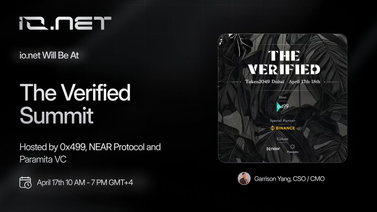 Catch io.net CSO/CMO @0xHushky at the Intelligent Computation and Data for AI panel during The Verified in Dubai! @0x499 has partnered with @NEARProtocol to host an event filled with recognized projects, participants and thought leaders, showcasing their…