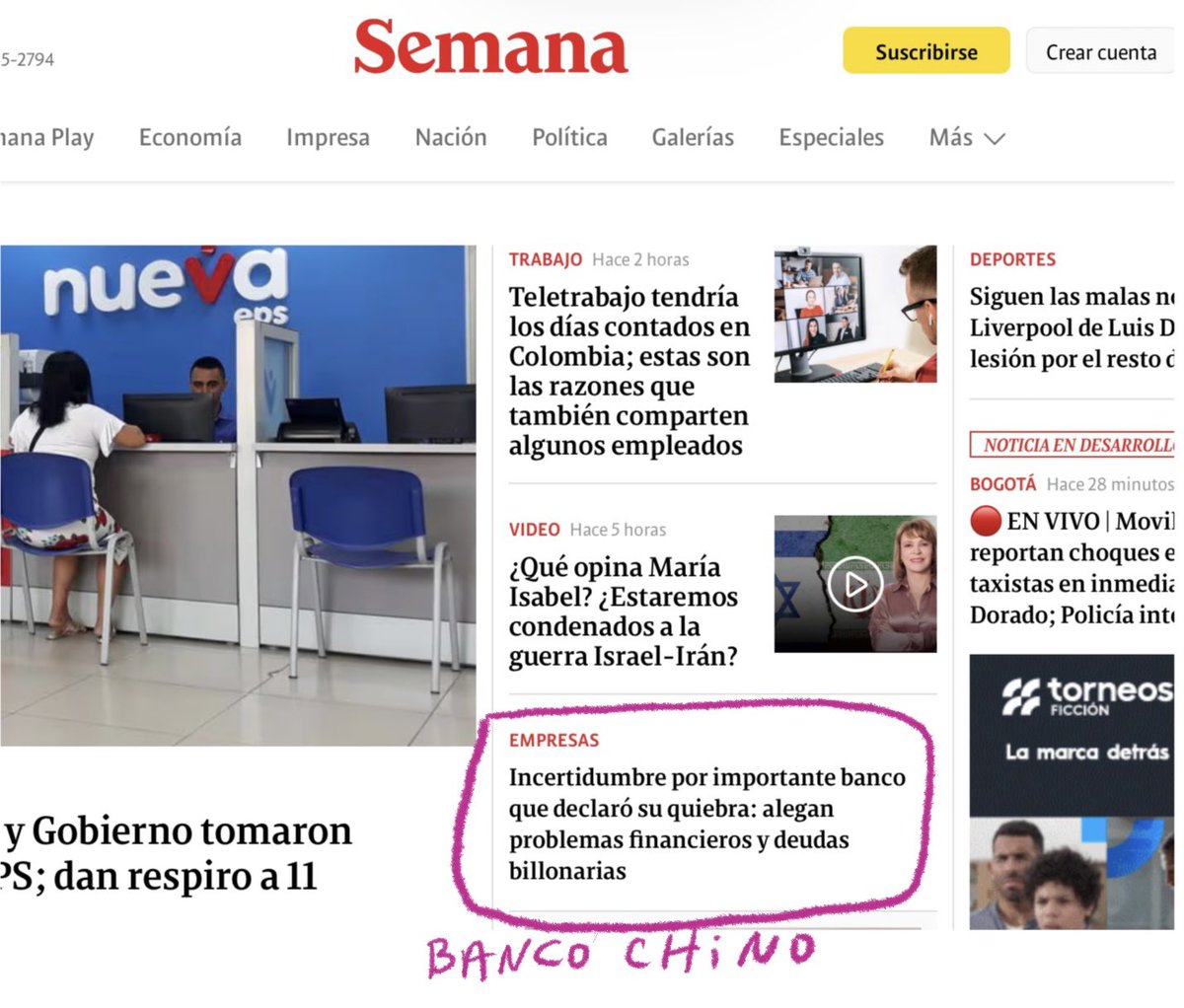 Tolaymaruja's tweet image. Pero misiá Viqui @VickyDavilaH ¿qué les cuesta poner que es un banco chino? ¿Por qué esas ganas de que la gente crea que Colombia se está quebrando y salgan el 21 a marchar con rabia? ¿Por qué?