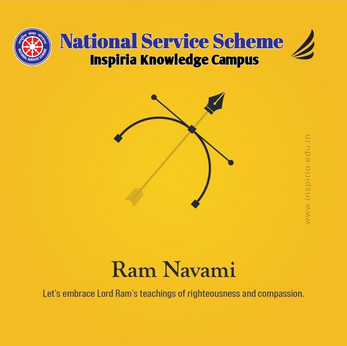 NInspiria's tweet photo. May the blessings of Lord Ram fill your life with happiness, prosperity, and success. Wishing you a joyous Ram Navami celebration from @NInspiria Family. 
. 
. 
. 
#RamNavami2024 #nss 
#nssinspiria #Ramnavmi #inspiriaknowledgecampus https://t.co/ib5Aq2dkTN
