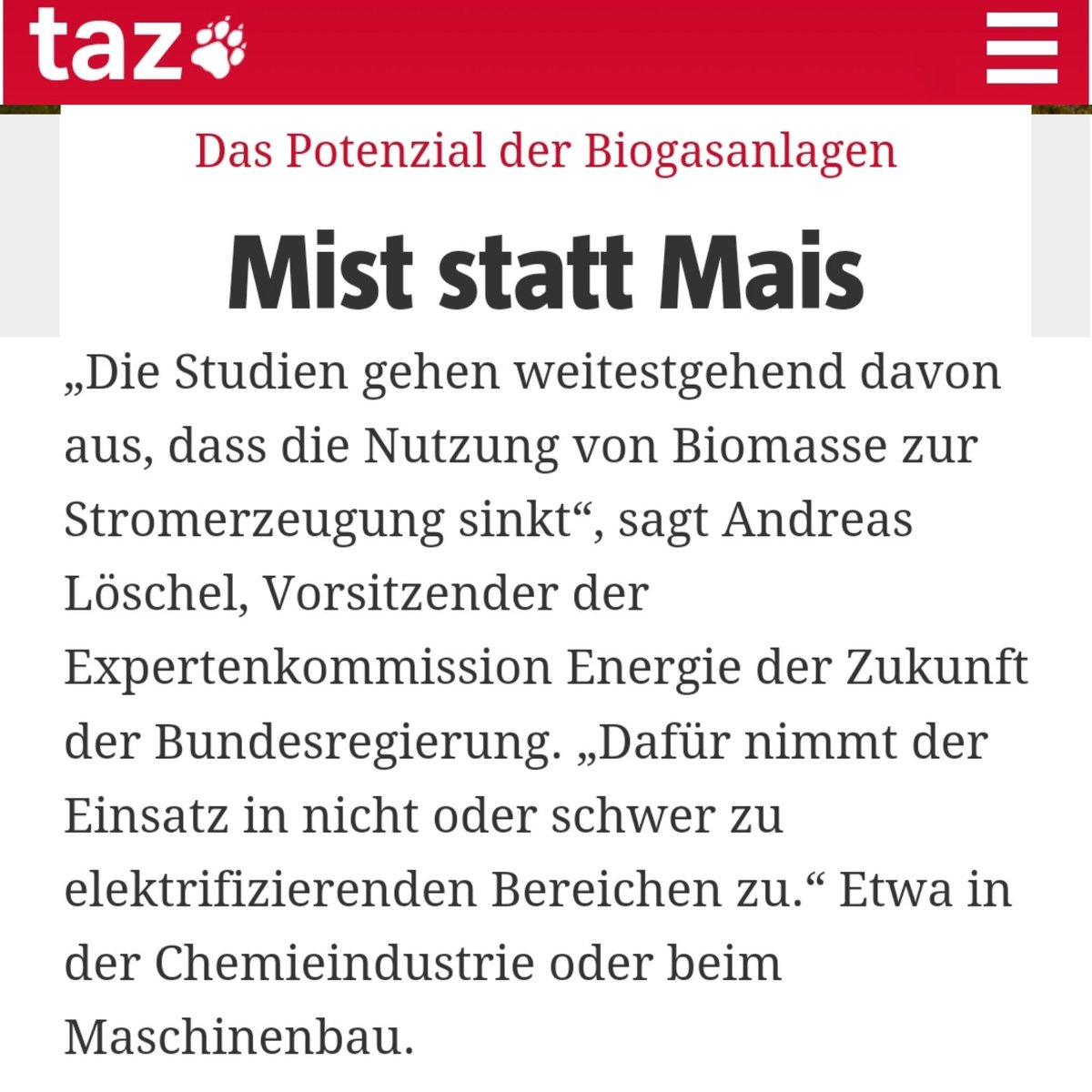 Mist statt Mais. Über das Potenzial von Biogasanlagen habe ich mit Anton Benz für die TAZ @tazgezwitscher gesprochen. 👉 taz.de/Das-Potenzial-…
