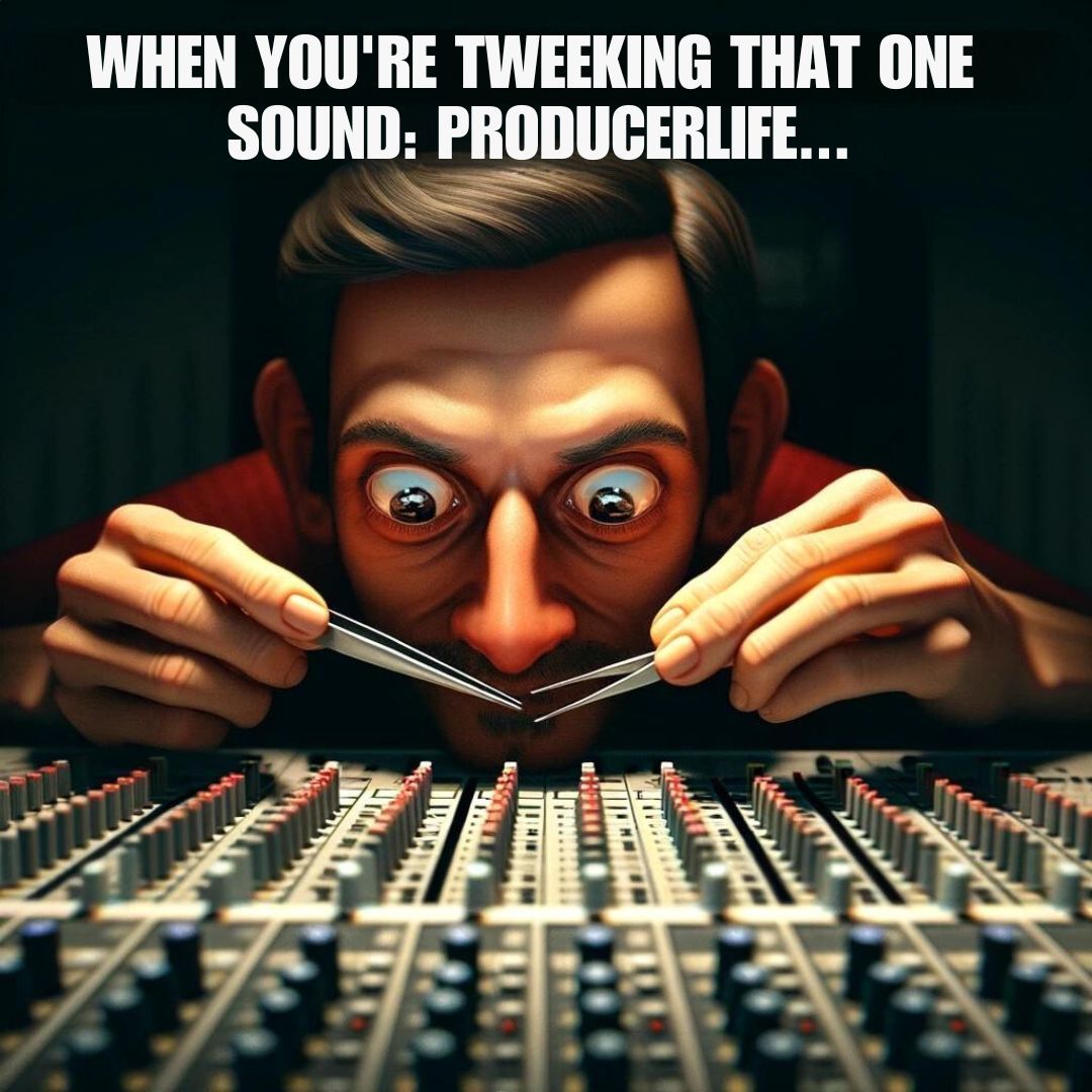 Producer confession: We spend WAY too much time tweaking that one tiny detail nobody will notice.   #ProducerLife #MusicProductionStruggles ️