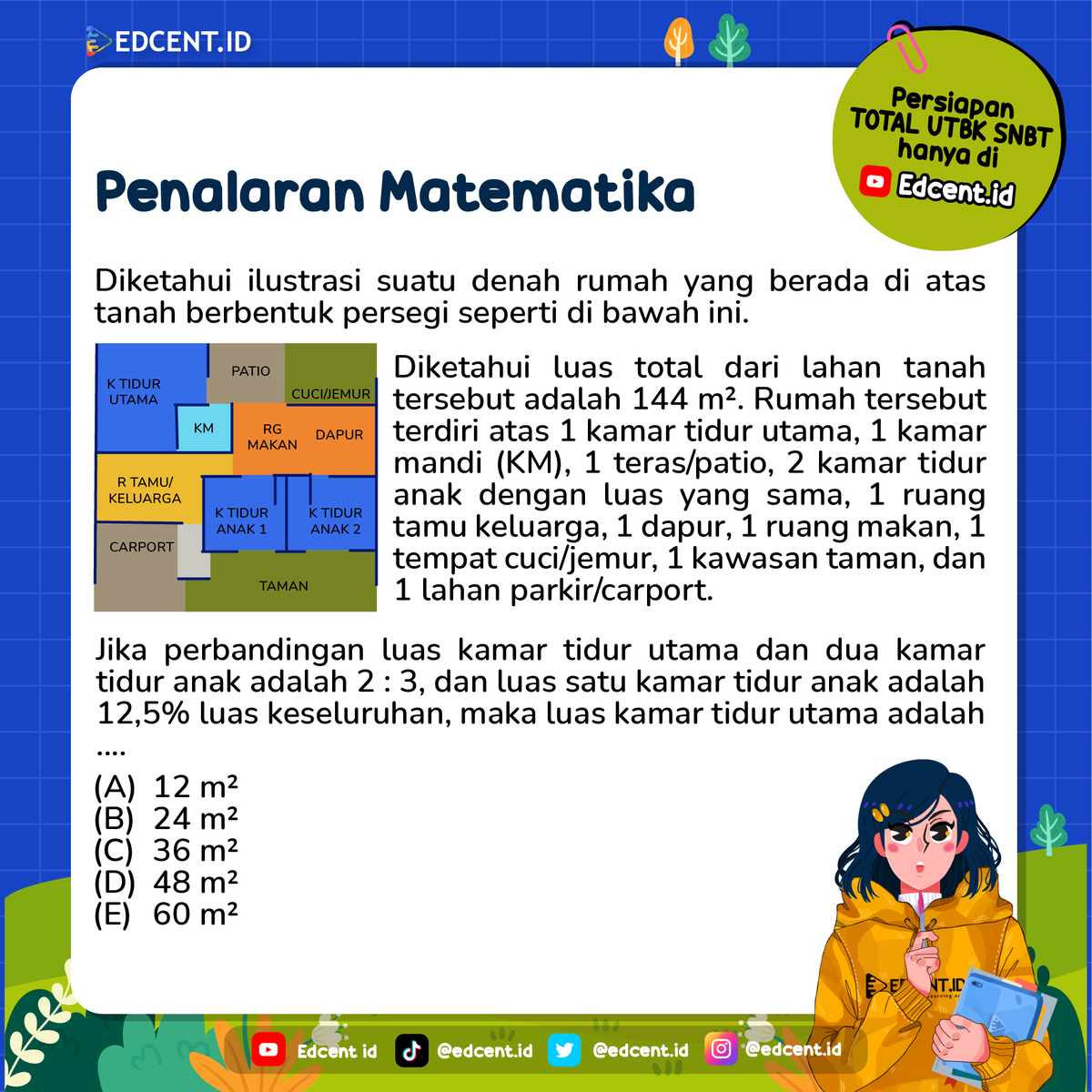 EdcentId's tweet photo. ⚡️LATIHAN SOAL PENALARAN MATEMATIKA UTBK ⚡️
Persiapan Ambis UTBK SNBT 2024
Yuk komentar isi jawabanmu!
Like & RT juga ya!
#studytwt #studyacc #ambisverse #soalsnbt #snbt2023 #snbt2024 #ambistwt #angkatan24 #gapyear #UTBK #utbk2024 #penalaranmatematika #tryoutsnbt #masukptn #pm https://t.co/4AZcnsV35t