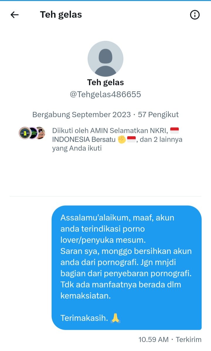 Akun PL ya. Monggo blokir saja akun Teh gelas ini. Jgnscroll apapun y, lgsg blokir aja. Kpada akun yg salfolan, monggo langsung unfol blok juga. Dimohon kepada semua, jgn mnjadi bagian dari penyebaran pornografi, meski hnya dgn salfolan ma akun PL. Terimakasih. 🙏