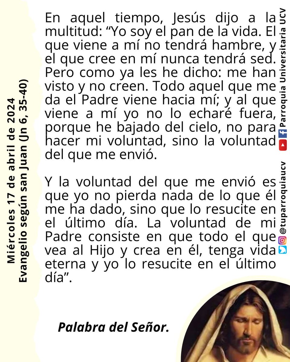 #EvangelioDeHoy #EvangelioDelDía #17Abr #EnTodoAmarYServir #JesuitasDeVenezuela #TuParroquiaUCV