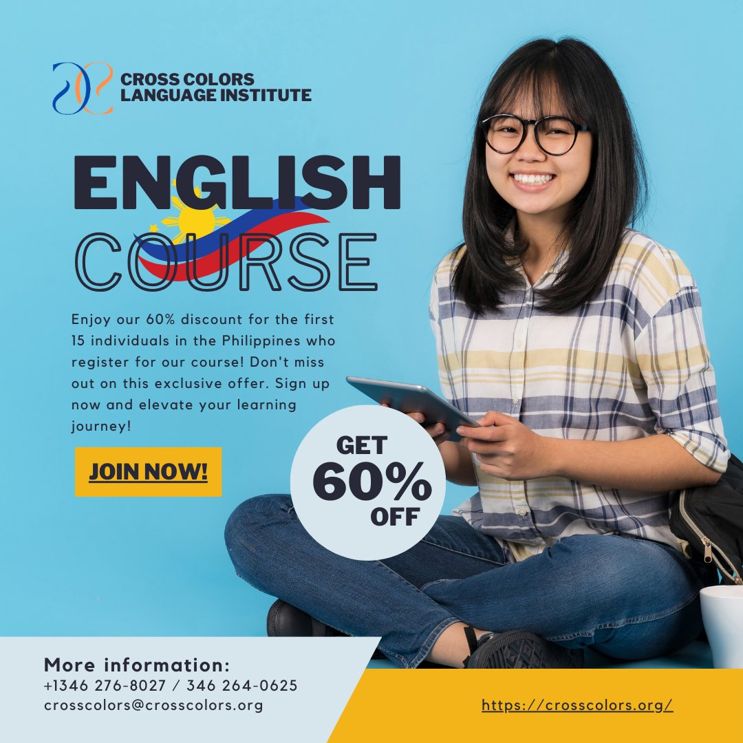 Exciting news for our Filipino friends! Don't miss out on our special promo for English language learners in the Philippines. Elevate your skills today!

#english #learnenglish #englishlearning #language #onlinecourse #onlineclass #virtualclass #Philippines #englishcourse