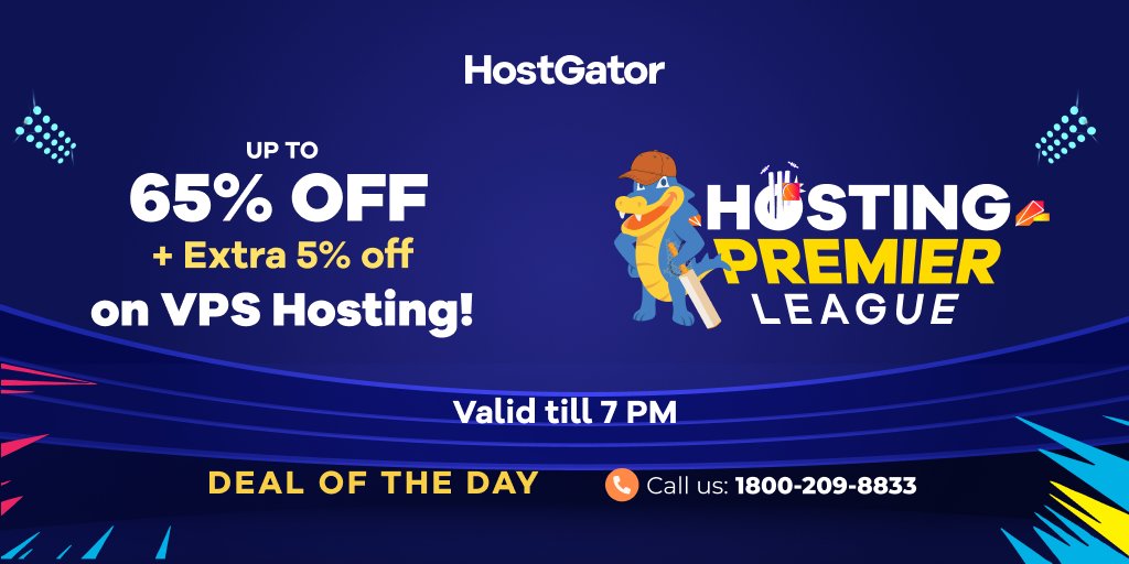 hostgatorindia's tweet image. DEAL OF THE DAY 🏆

Hit a six in the digital world with the power and scalability of our unparalleled virtual servers—now super affordable! 

Enjoy up to 65%+5% off when you checkout today! 🏏Hurry! Sale lasts until 7pm today only.

#hostingpremierleague #virtualservers