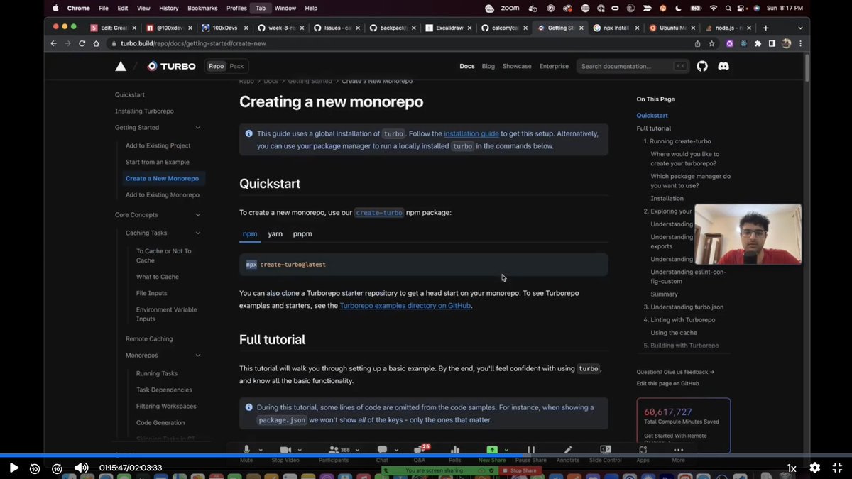 🚀Learning Intro to Monorepo and Turborepo (Part 1) from @kirat_tw.
#cohort1 #cohort2
#100daysofcoding  #LearnInPublic