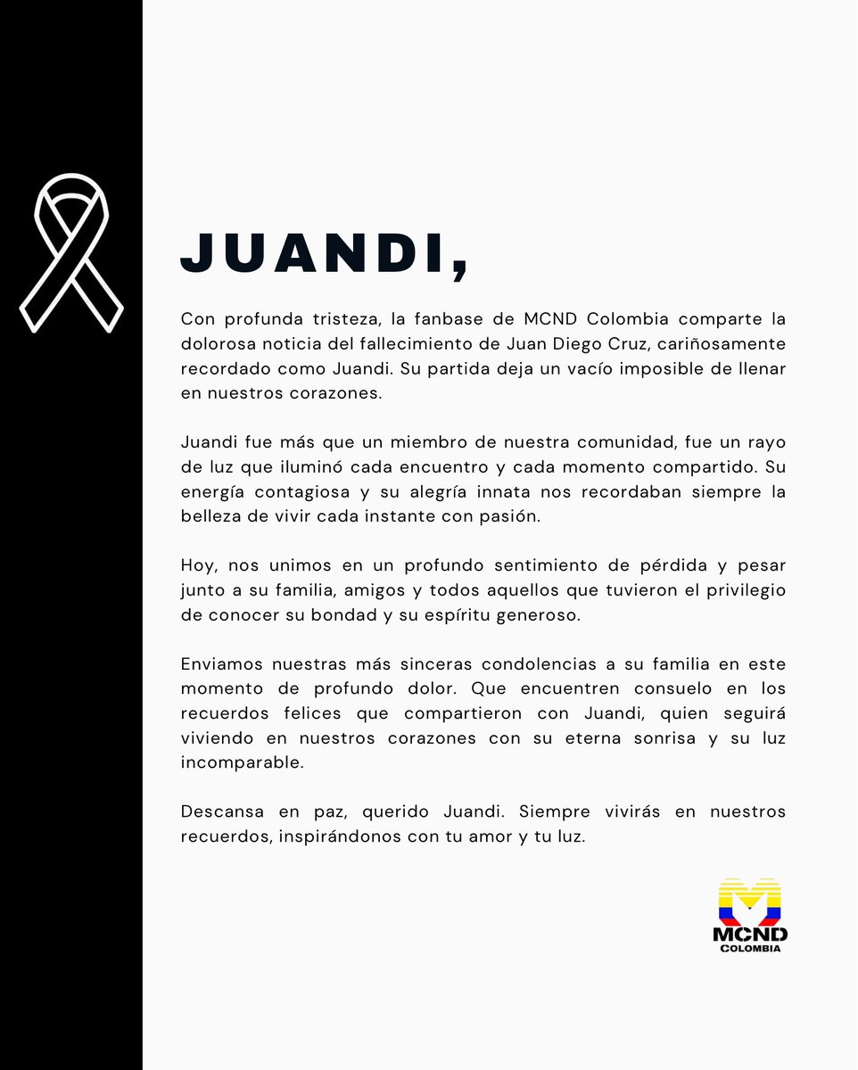 Gem,

Hoy recordamos a nuestro querido Juandi, una luz brillante en nuestras vidas. Invitamos a todos los gems a honrar su memoria compartiendo sus mensajes y recuerdos.

Descansa en paz, querido Juandi. Siempre estarás en nuestros corazones🤍💎
