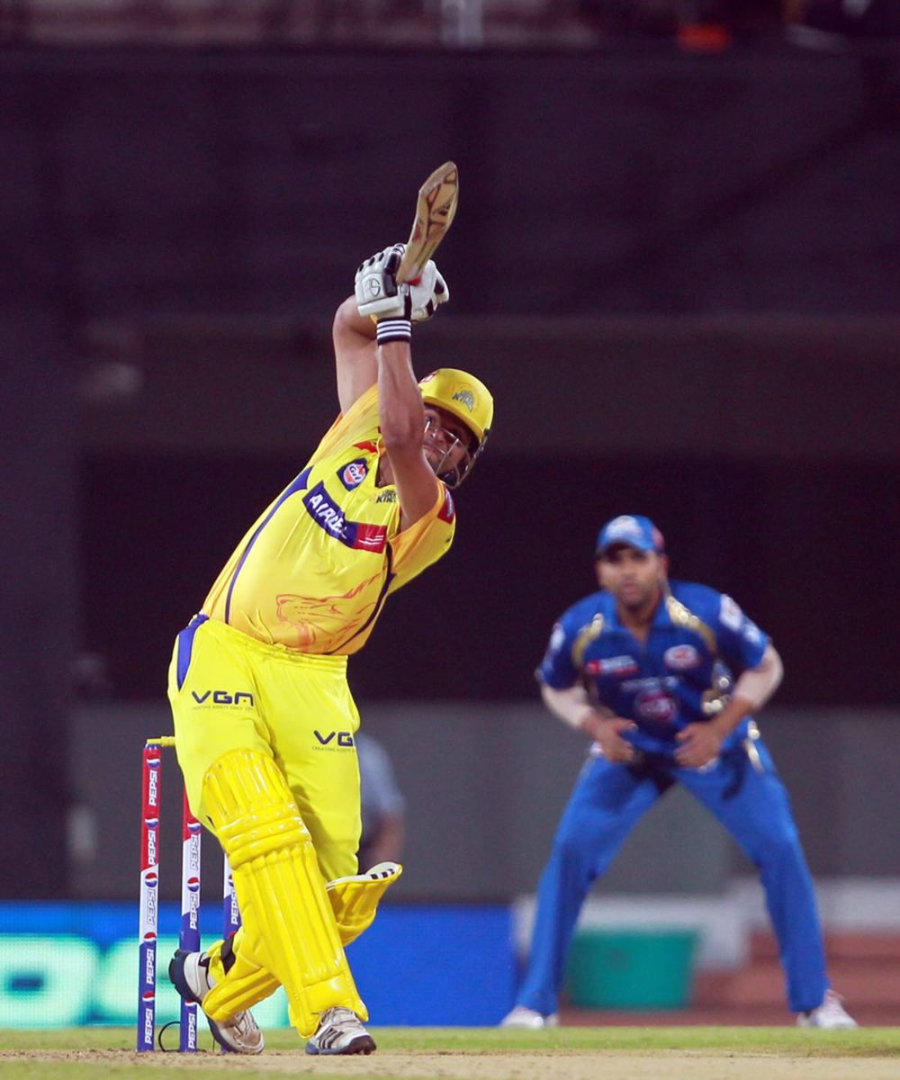 On This Day 2015, Suresh Raina scored 43* (29) vs MI to help CSK chase down a challenging score of 184 with 3.2 overs to spare He helped CSK achieve its highest successful IPL chase at the Wankhede @ImRaina 💛