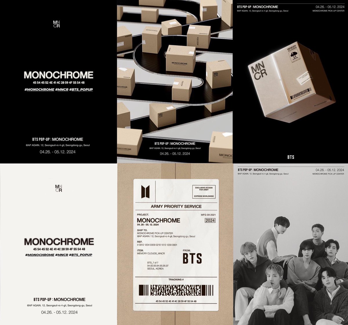 Bangtanxthetic's tweet photo. BTS BTS BTS
MONOCHROME IS COMING 
BTS IS COMING
#MONOCHROME #BTS_POPUP #BTS #방탄소년단 #MNCR https://t.co/lHBDHxhX6z