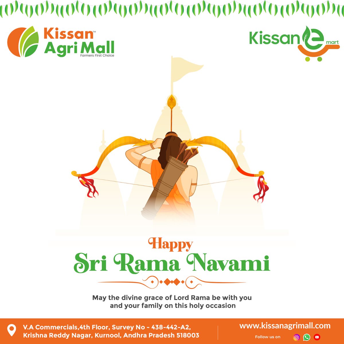 🌾✨ Wishing You a Blessed Sri Rama Navami! ✨🌾

From the entire family of Kissan Agri Mall, we extend our warmest wishes on the auspicious occasion of Sri Rama Navami.  

#SriRamaNavami #KissanAgriMall #BlessingsOfRama #HarvestHappiness #AgricultureProsperity #FarmingJoy