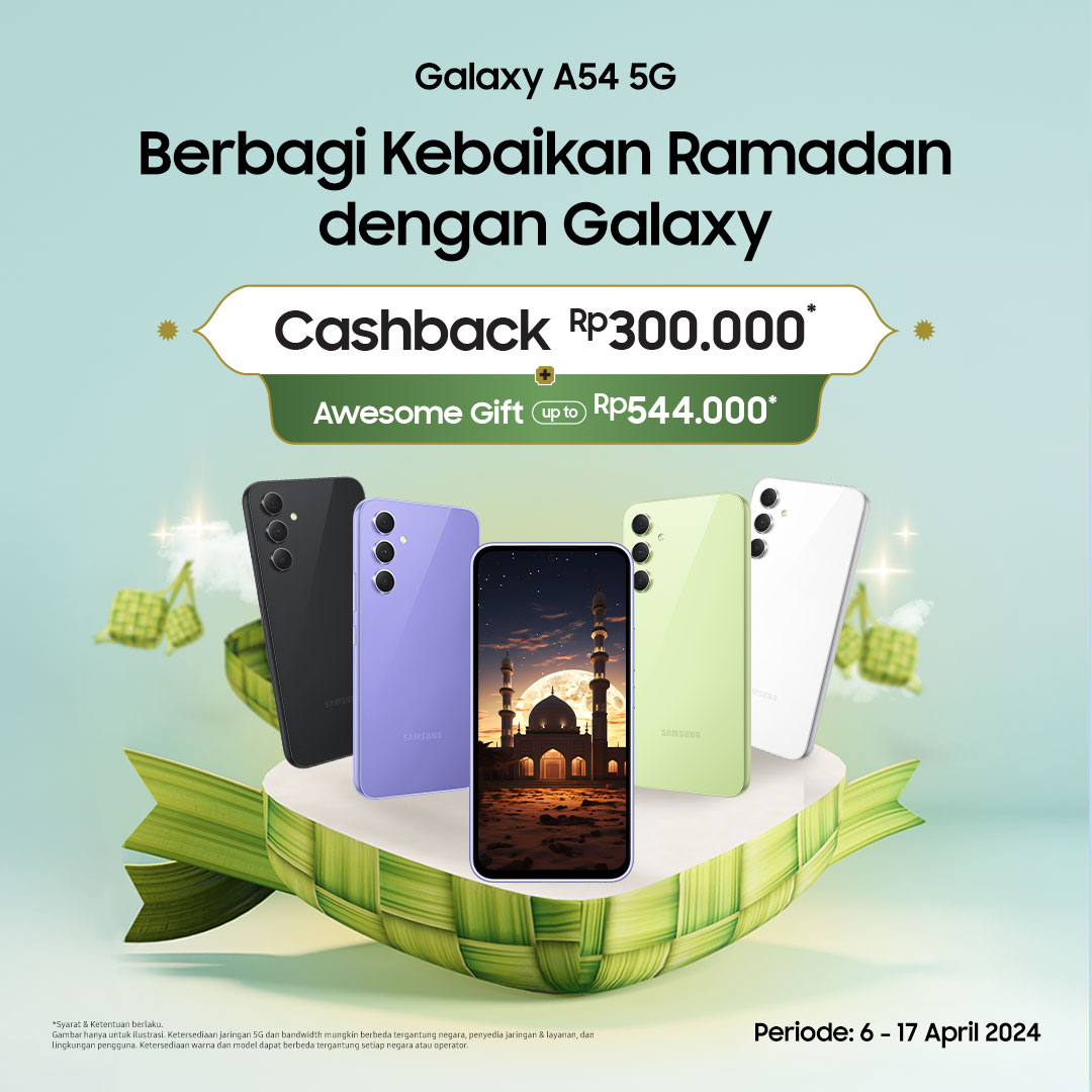 🕌Reply sebanyak-banyaknya momen favorit Idulfitri kamu!

#AwesomeGeneration yuk abadikan momen silaturahim pakai #GalaxyA54 5G 50MP Nightography Camera+OIS-nya, bikin hasil foto jernih & Awesome

Cek promo #BerbagiKebaikanBersamaSamsung & dapatkan cashback hingga Rp 3,5 juta