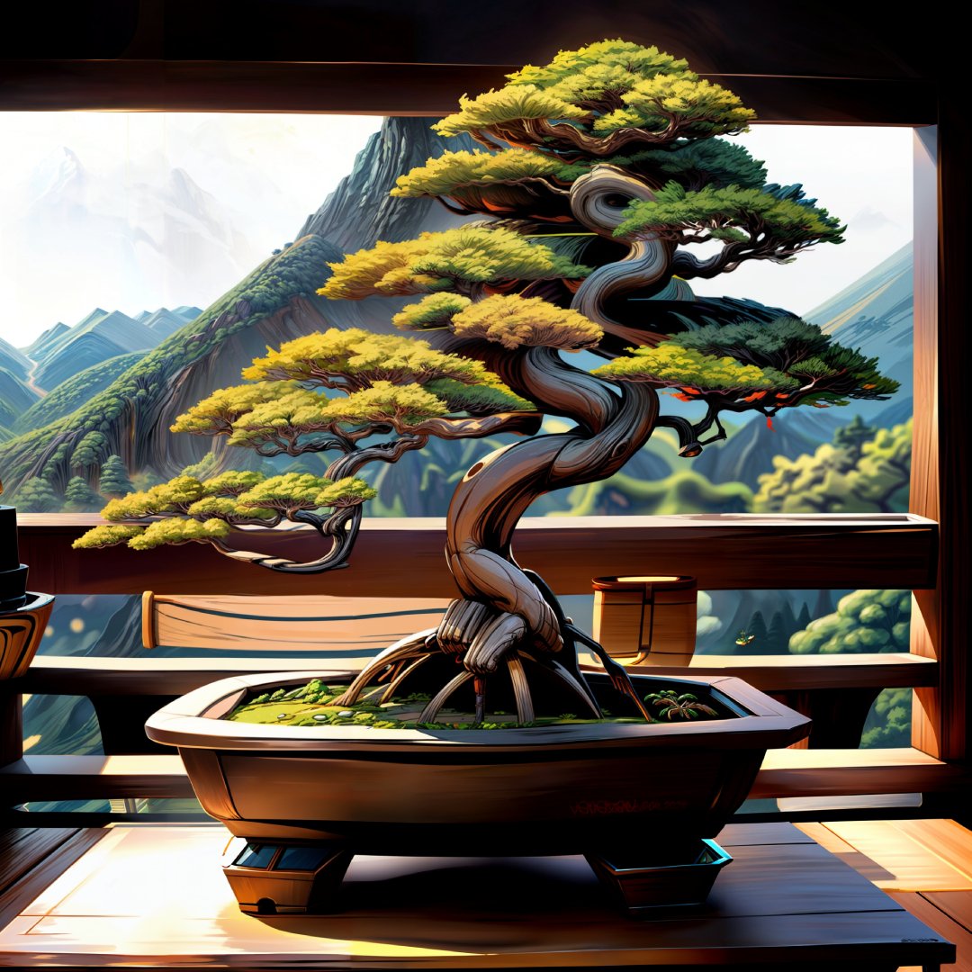 #Zen #ZenArt #DigitalArt #ArtLife | 'Don’t put success and happiness on layaway, do it now!!' Denis Waitley | Bonsai Tree | #Ambition #Zenbolic #synthography #affirmativeaction #Affirmations