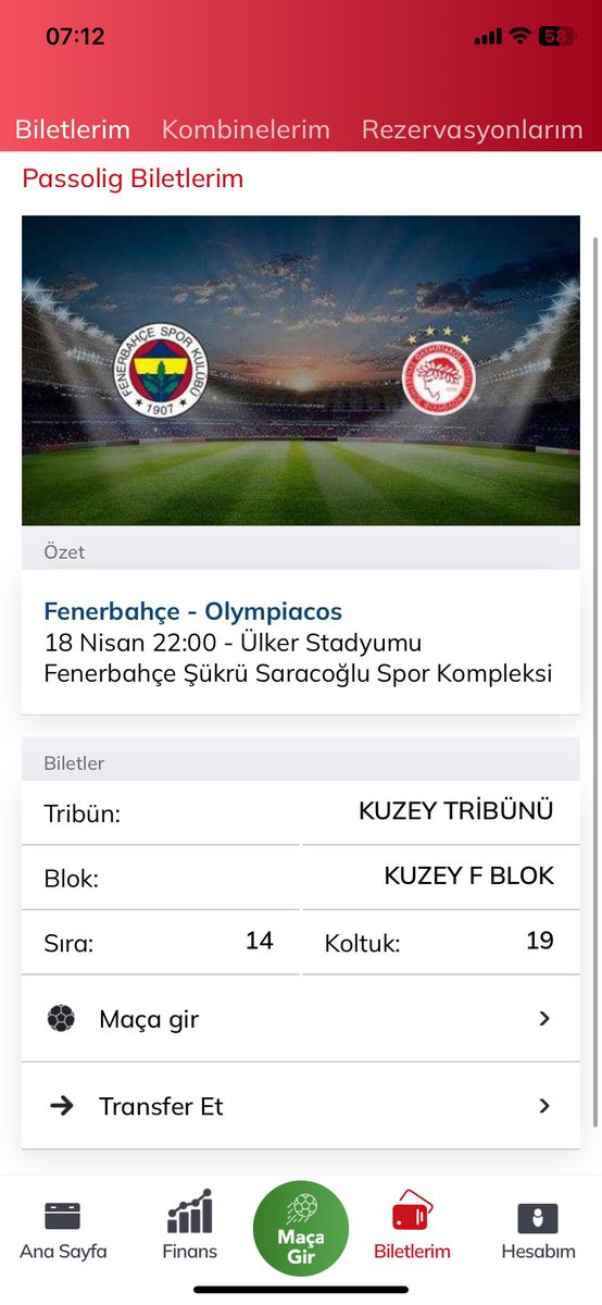 Fenerbahçe Olympiacos maçı Kuzey tribünü bilet devir yapılır #biletdevir #biletarıyorum #fenerbahcebilet #biletlazım
