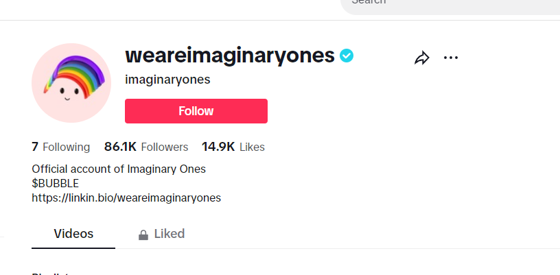 Small steps. Big wins. 

Our Imaginary Ones Tiktok just got our blue tick.

We are currently working with the TikTok team to start scaling Bubble Rangers globally. Exciting times.

tiktok.com/@weareimaginar…