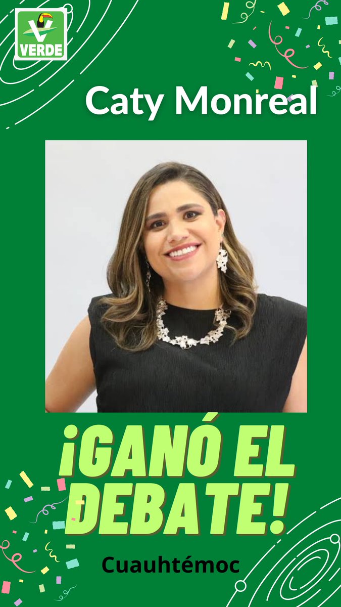 ¡No hay duda que @catymonreal_ ganó el debate! Las mejores propuestas y soluciones para la #Cuauhtémoc las tiene nuestra candidata de la Coalición Sigamos Haciendo Historia. #DebateChilango #TransformemosCuauhtémoc