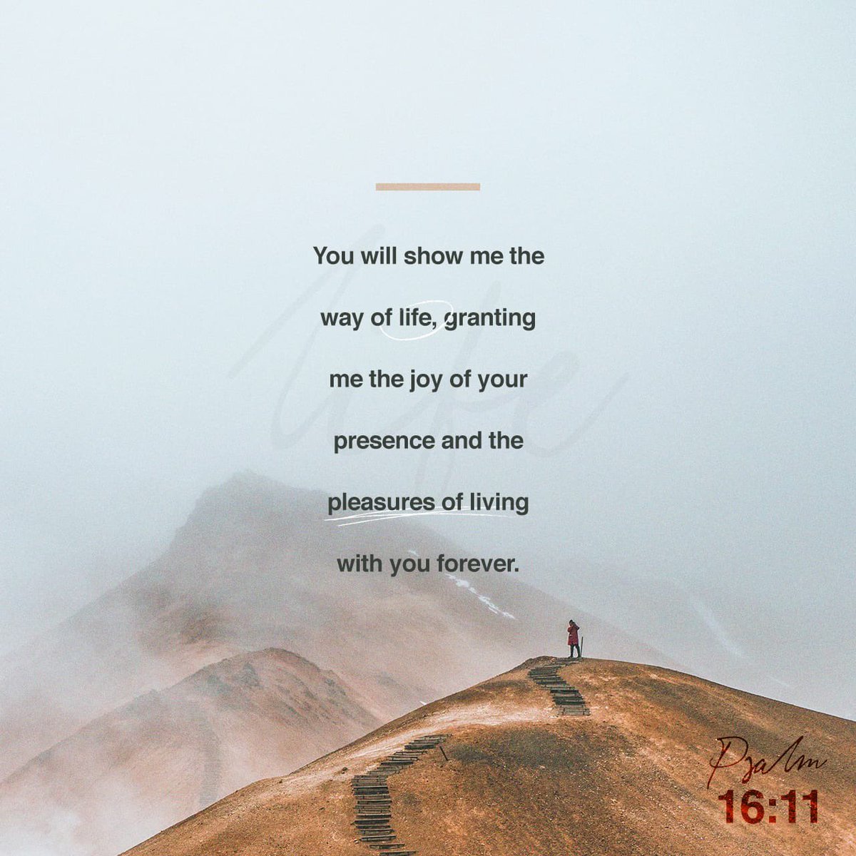 Psalms  16:11 (NASB) “You will make known to me the path of life; In Your presence is fullness of joy; In Your right hand there are pleasures forever.”

#sharing #faith #Bible #Gospel #Scripture #ReadTheBible #ReadYourBible #BibleExposition #NewAmericanStandardBible #Wednesday