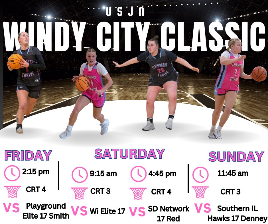 Our Live schedule for this weekend in Milwaukee at the USJN Windy City Classic playing in the @BlueStarBB league 

Thank you @ady_ketterhagen for putting the graphic together for your class and maybe a little assistance from your sister (@rketty_hoops) 

@USJN @Coach_Peplinski