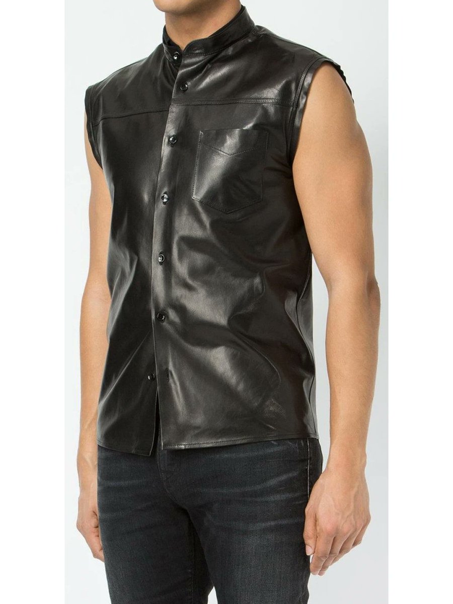 Unleash Your Style: Elevate Your Wardrobe with Our Men's Sleeveless  Leather Shirt, Crafted for Unmatched Sophistication! #MensFashion  #LeatherShirt #UrbanStyle #UniqueStyle #FashionStatement Buy Now : zippileather.com/men/jackets-an…