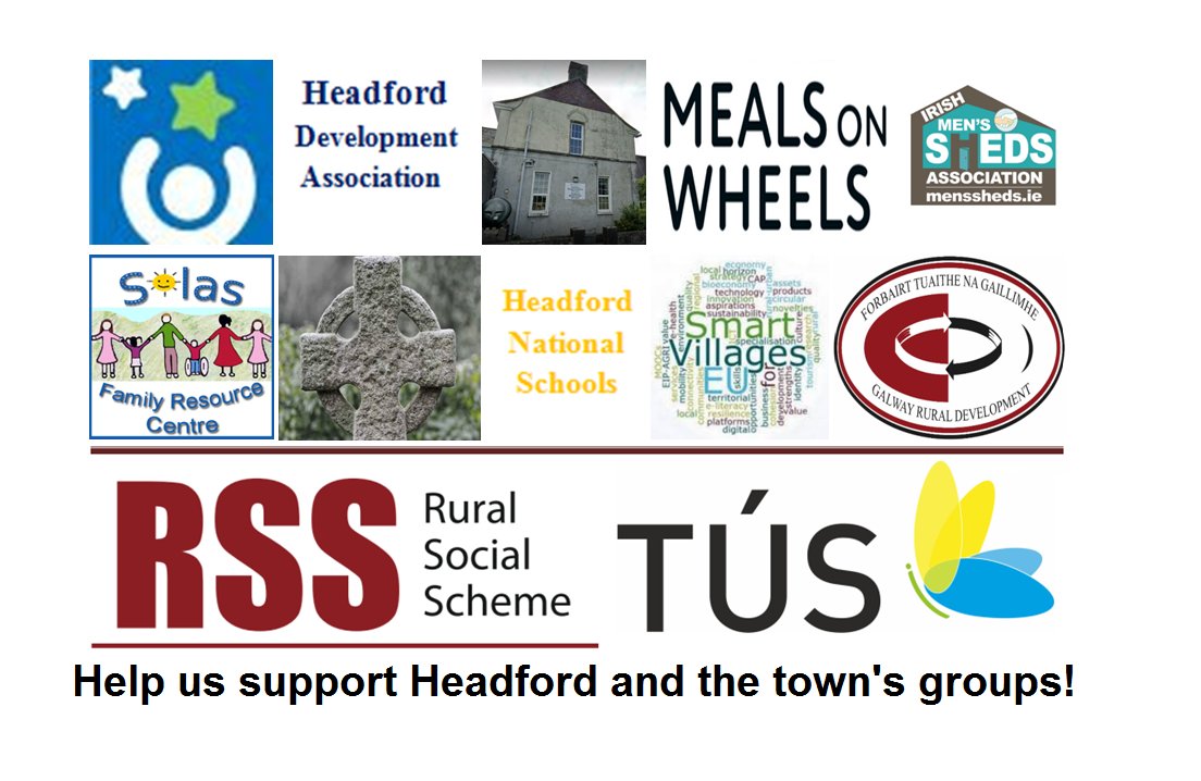 HELP US, SUPPORT YOU!
We are looking for participants in #Headford to support work at Ability West, Headford Development, Health Centre, Meals-on-Wheels, Men’s Shed, Solas FRC, cemeteries, national schools, and #SmartVillages. If you qualify for Tús or RSS, email tusadmin@grd.ie.