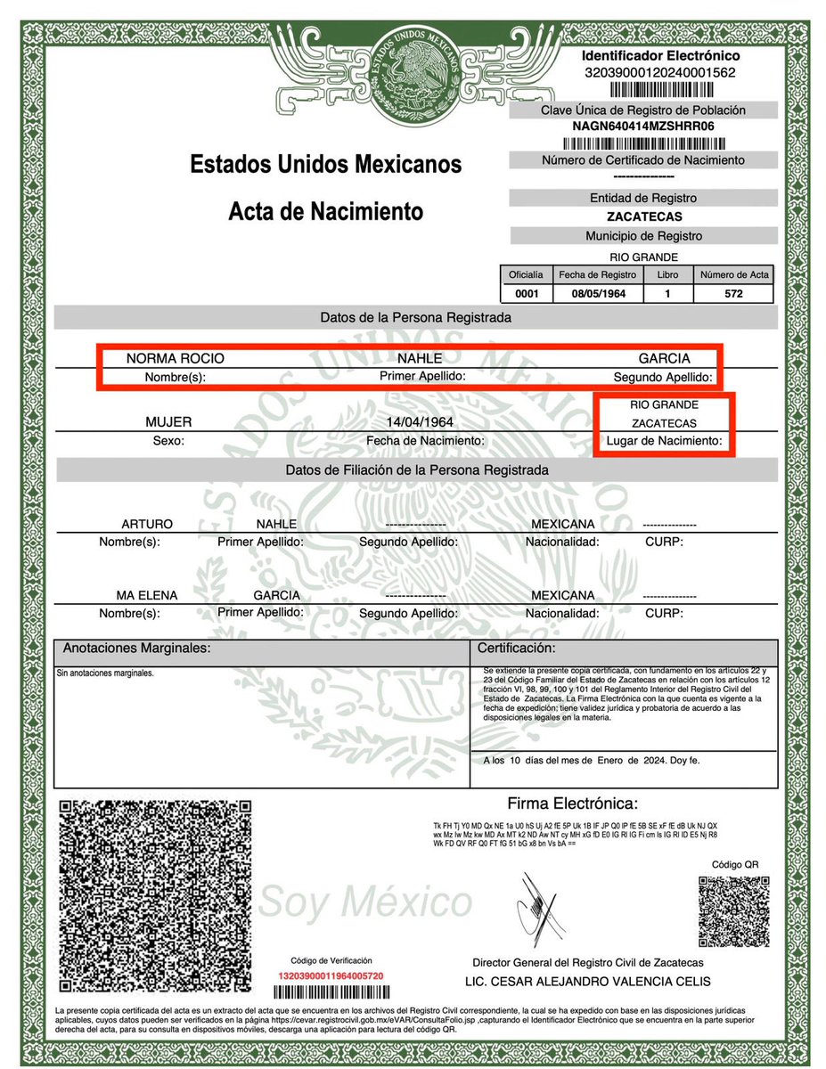 La candidata por Veracruz @rocionahle es #Zacatecana su acta de nacimiento es prueba suficiente. No puede contender a la gubernatura. 

#GuacamayaLeaks
#GuacamayaNews